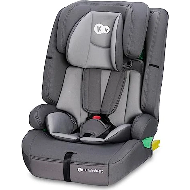 Kinderkraft SAFETY FIX 2 i-Size, Kindersitz ab 15 Monaten bis 12 Jahre (76-150 cm), mit Isofix, Top Tether, Sitzverkleinerer, grau – Bild 1