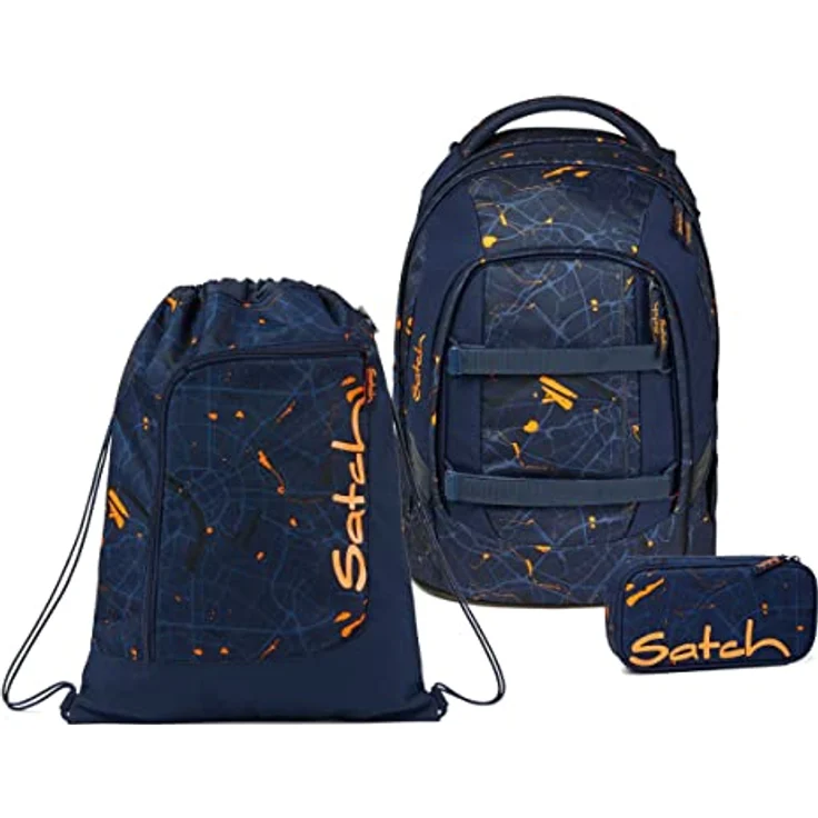 Satch Pack Schulrucksack Set 3tlg. in Urban Journey mit Schlamperbox und Sportbeutel, 30 Liter Volumen, 100% recyceltes Material, reflektierende Elemente – Bild 1
