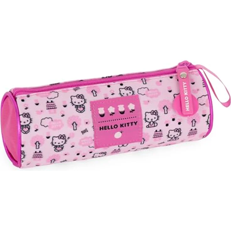 Clondo Schlampermäppchen Hello Kitty, rundes Stifteetui aus 600D Polyester, 21x8 cm, bunt für Mädchen (6-12 Jahre) – Bild 2
