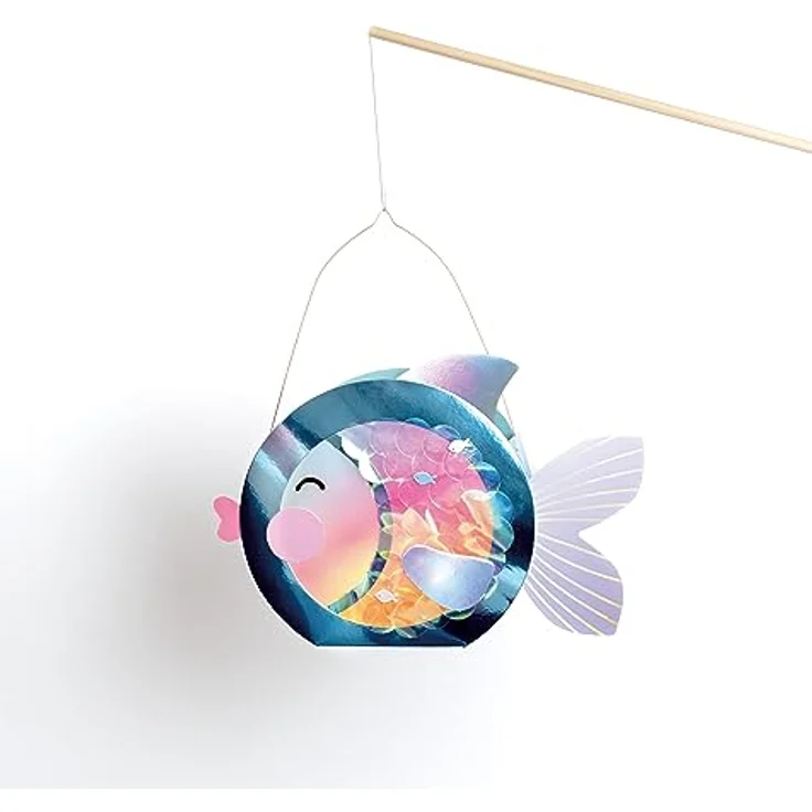 folia 94201 - Laternen Bastelset UNDERWATER DREAMS, ca. 10 x 23 x 33 cm - Bastelmaterial für eine Laterne, gestaltbar als Meerjungfrau oder Kugelfisch, Mittel – Bild 4