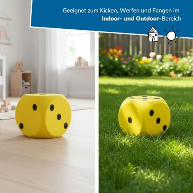 alldoro 63106 XXL Schaumstoff-Würfel Gelb, 15 x 15 cm, weicher Soft-Spielwürfel für Indoor & Outdoor, lernfördernd und leise – Bild 4