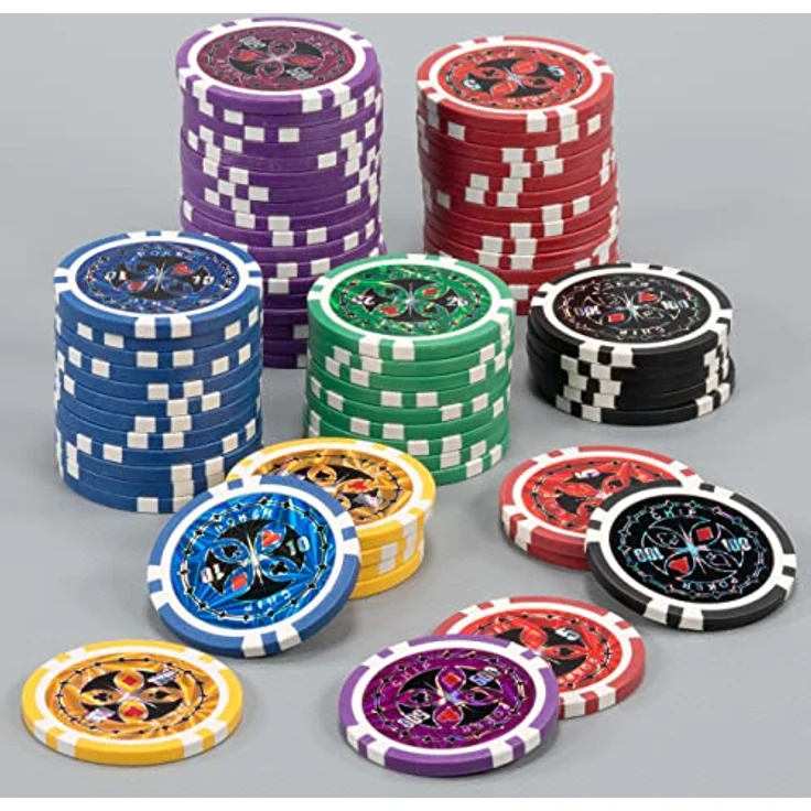 Nexos Pokerkoffer Pokerset 500 300 Laser Pokerchips Poker Komplett Set 12 g Chips Deluxe Größe wählbar (500 Chips) – Bild 7