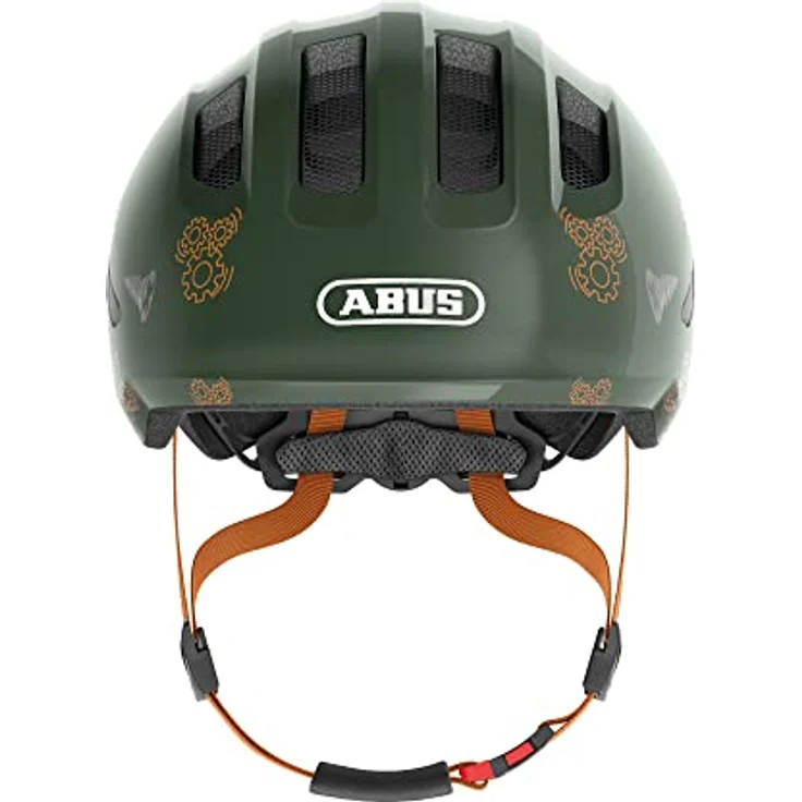 ABUS Kinderhelm Smiley 3.0 - Fahrradhelm mit tiefer Passform, kindergerechten Designs & Platz für einen Zopf - für Mädchen und Jungs - Grün mit Roboter-Muster, Größe M – Bild 2