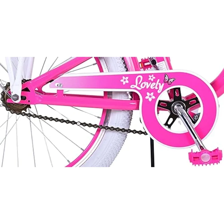 Volare Kinderfahrrad 20 ZOLL Kinder Mädchen Fahrrad Kinderfahrrad Rad LOVELY Rosa 22121, 1 Gang, Korb, Seitenständer, Gepäckträger – Bild 4
