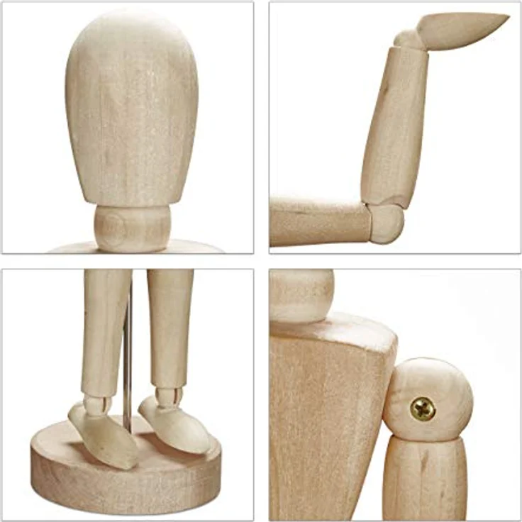 relaxdays Biegepuppe Holz Gliederpuppe, L, natur, für präzise Zeichnungen und kreative Bastelprojekte – Bild 6