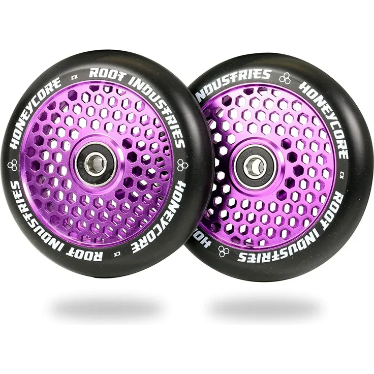 Root Industries Stuntscooter 2x Root Industries Honeycore Stunt-Scooter Rolle 110mm Lila/PU Schwarz