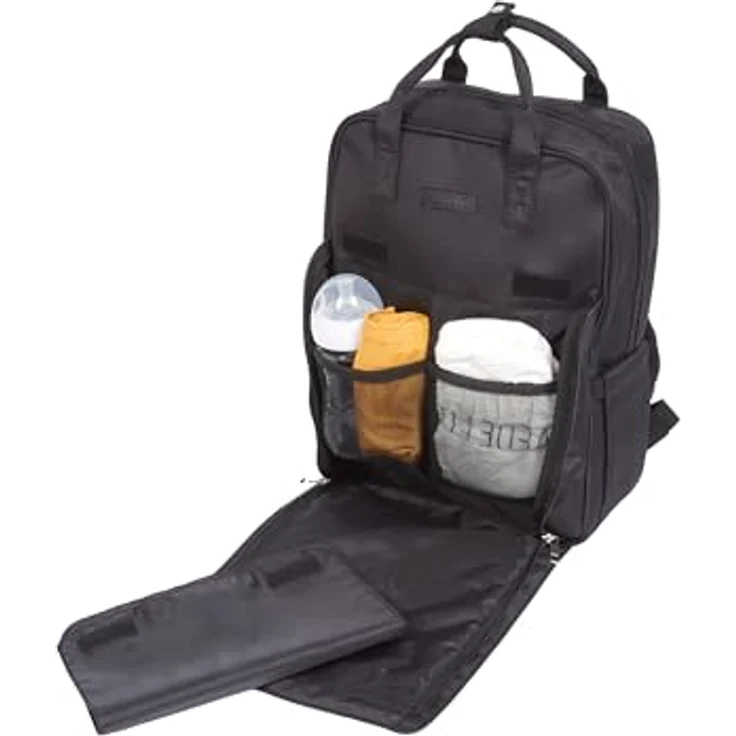 Tineo Wickeltasche Schwarz, trendige Wickeltasche mit großzügigem Stauraum – Bild 2