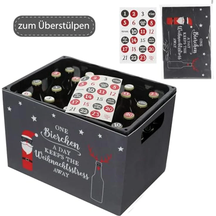 Annastore DIY Adventskalender Bierkasten für Männer - Lustiger Adventskalender für Bier - Filz-Banderole - 24 Zahlensticker – Bild 2