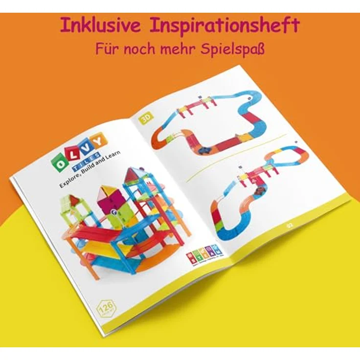 Olvy Magnetische Bausteine Montessori Spielzeug, 126er Magnetset für Kinder ab 3 Jahren, fördert Kreativität und Motorik, kompatibel mit anderen Magnet-Set – Bild 4