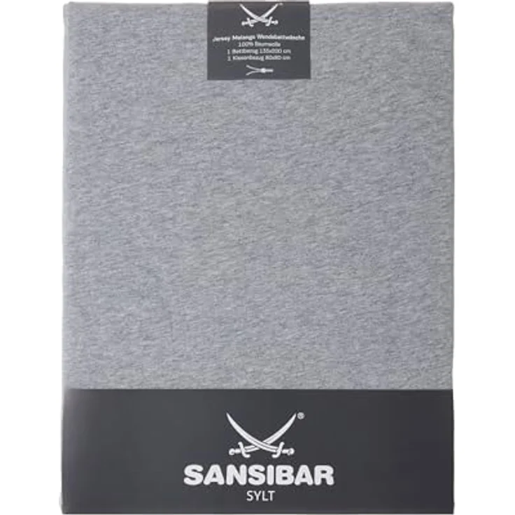 Sansibar Jersey Melange Wendebettwäsche Anthrazit/Silber Doubleface Set 2 teilig 100% Baumwolle 135x200 cm 80x80 cm – Bild 5