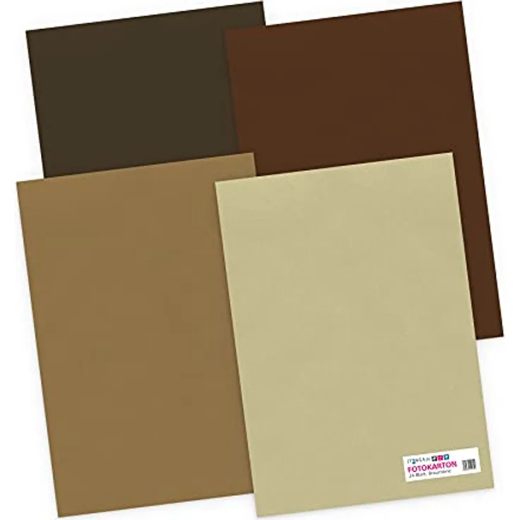 itenga Tonpapier 24 Blatt DIN A4 130 g/qm Brauntöne Erdtöne- Farbmix - 4 Farben je 6 Blatt Tonpapier Bastelpapier Bogen durchgefärbt zum kreativen Gestalten und Basteln