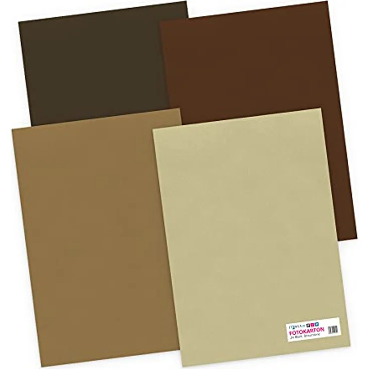 itenga Tonpapier 24 Blatt DIN A4 130 g/qm Brauntöne Erdtöne- Farbmix - 4 Farben je 6 Blatt Tonpapier Bastelpapier Bogen durchgefärbt zum kreativen Gestalten und Basteln – Bild 1