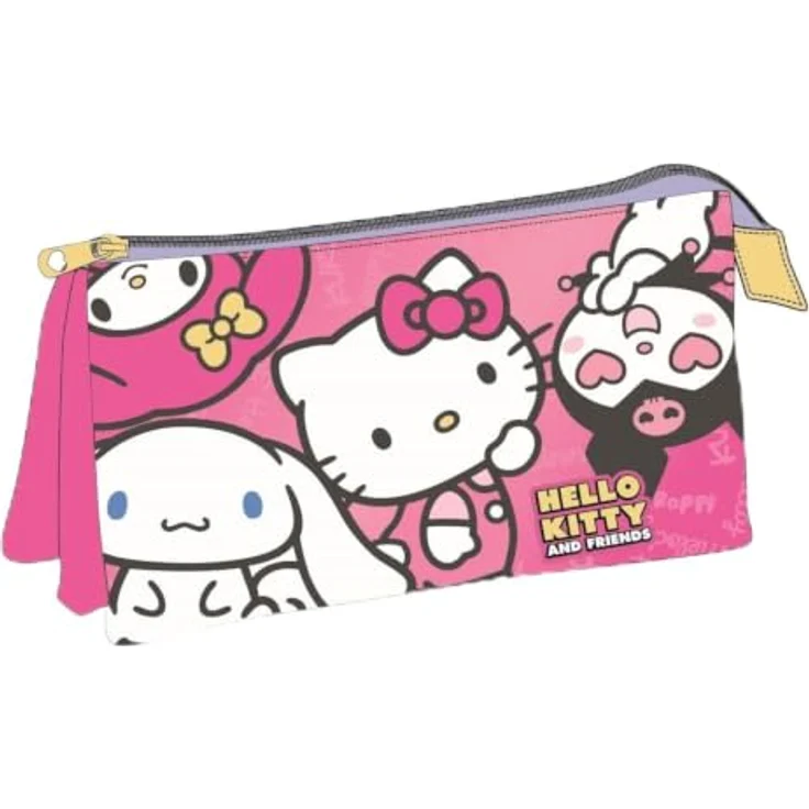 Artesanía Federmäppchen Hello Kitty and Friends, 3-teiliges Federmäppchen aus 100% Polyester, 22,5 x 11,5 x 2 cm – Bild 1