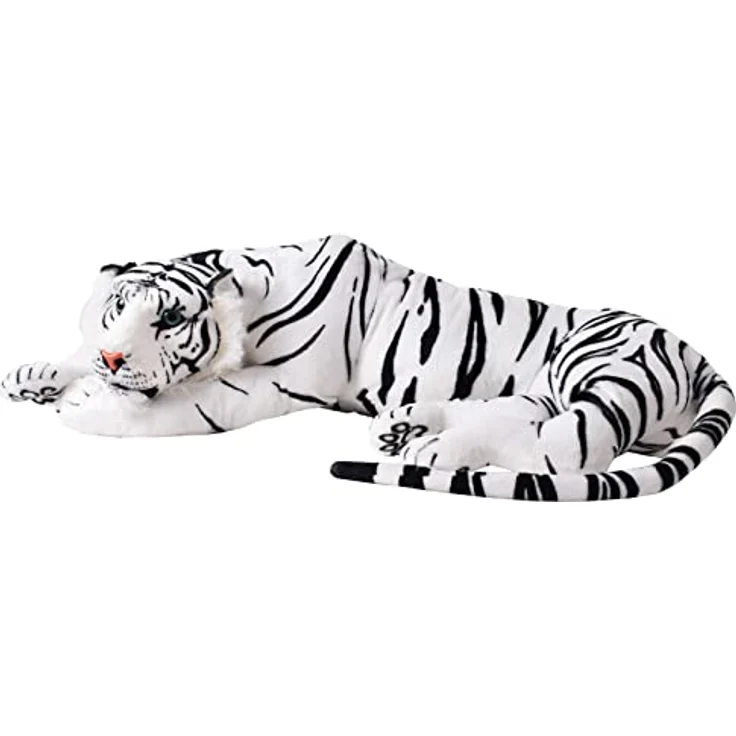 TE-Trend Weißer Tiger Kuscheltier XXL Plüschtier Stofftier liegend Katze Großkatze Raubkatze Deko Figur Geschenk Spielzeug 70cm Mehrfarbig – Bild 1