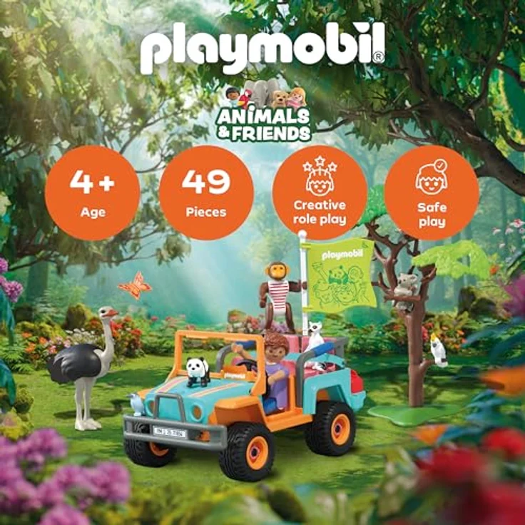 Playmobil Tiere & Freunde - Animals & Friends Off-Road Fahrzeug - Robustes 4x4 Fahrzeug in leuchtenden Farben, inklusive Tiere und Figur – Bild 2