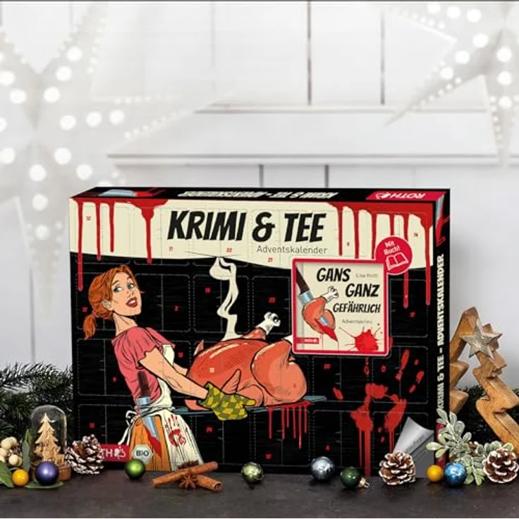 Roth Krimi & Bio-Tee Adventskalender - 24 Sorten Tee, inkl. Krimi, handgefertigt, 450x40x340mm – Bild 4