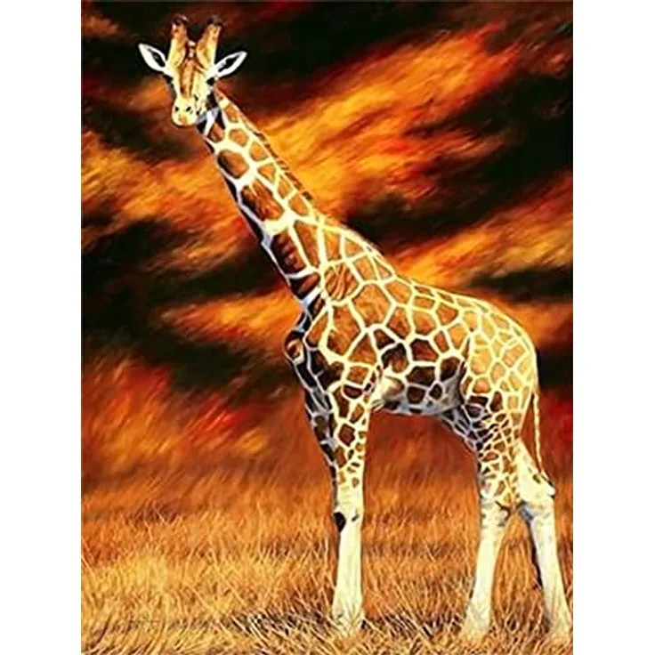 Diamond Painting Set, Bild mit Motiv Giraffe und Zubehör, Größe ca. 25 x 35 cm, Bastelset zum Malen mit Glitzersteinchen für Kinder ab 5 Jahren