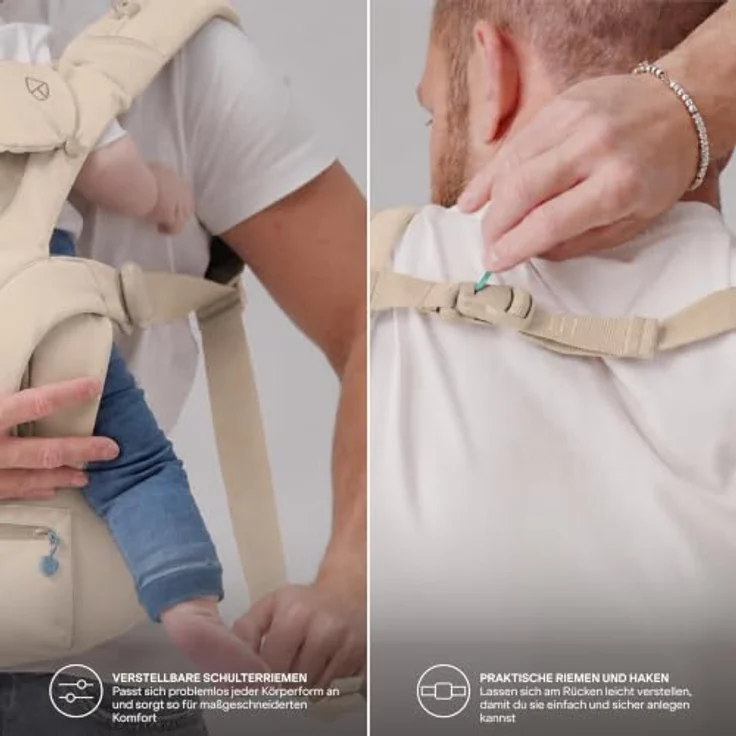 Koala Cuddle Carry, Babytrage für Neugeborene bis 20,4 kg, ergonomisch mit 3 Tragepositionen, inklusive Windschutzkapuze – Bild 6