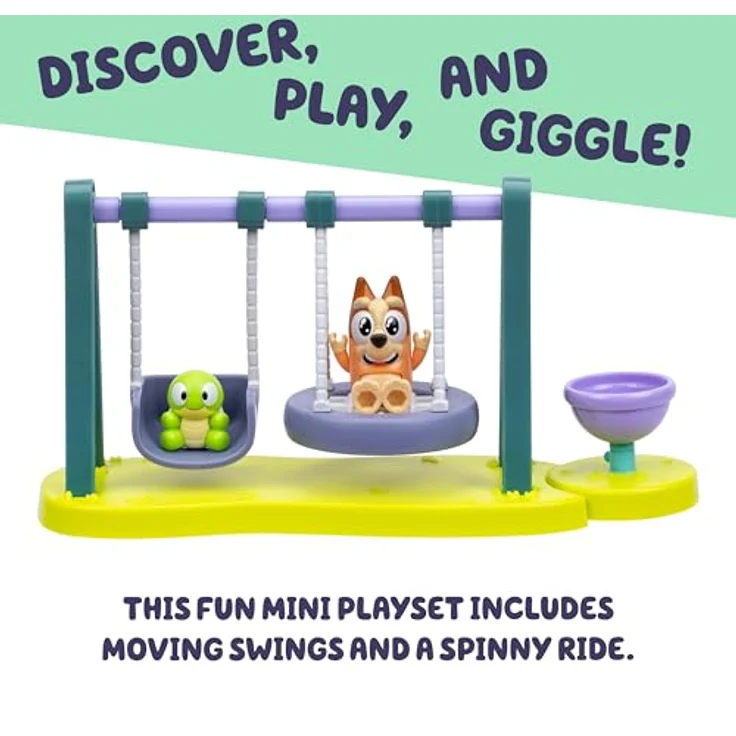 BlueY Mini-Spielset Schildkröten-Jungen-Spielplatz, mit beweglicher Bingo-Figur und Schaukeln, für kreative Abenteuer – Bild 4