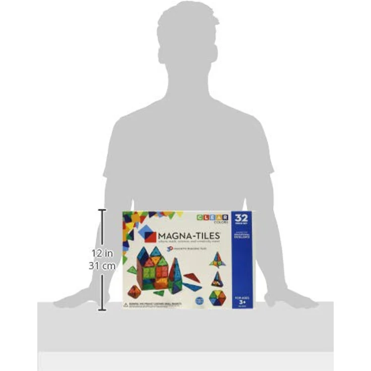 Magna-Tiles 32-teiliges Set Clear Colours mit unterschiedlichen, magnetischen 3D-Bausteinen in klaren Farben, fördert spielerisches Lernen – Bild 6