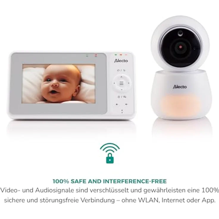 Alecto DVM2043 - Babyphone mit Kamera, großem 4,3" Farbdisplay und Nachtlicht - Ferngesteuert - Weiß – Bild 5