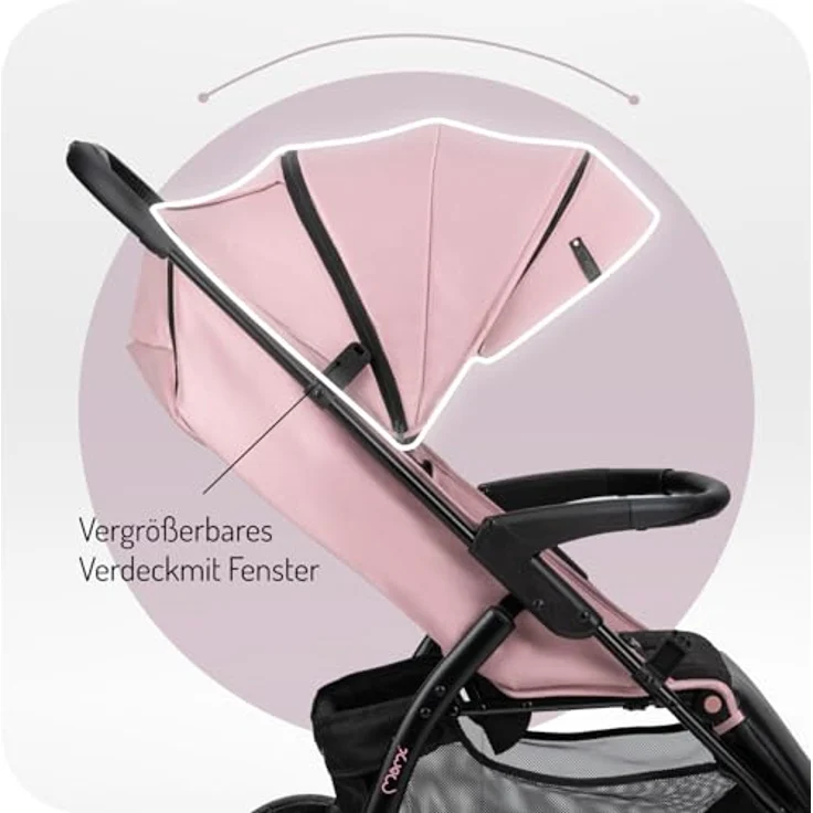 MoMi Kinder-Buggy Miya, Einhand-Faltsystem, große EVA-Räder, XXL-Verdeck, inkl. Zubehör bis 22 kg – Bild 5