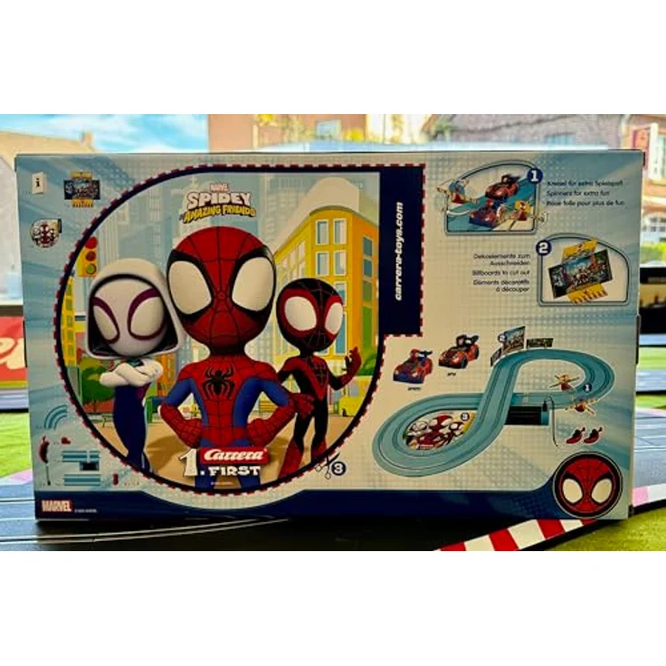 Carrera 20063049 Carrera First I Spidey Web Spinners Rennbahn-Set, 2,4 Meter Rennstrecke für bis zu 2 Spieler, inkl. Spidey & Miles Morales, für Kinder ab 3 Jahren – Bild 5