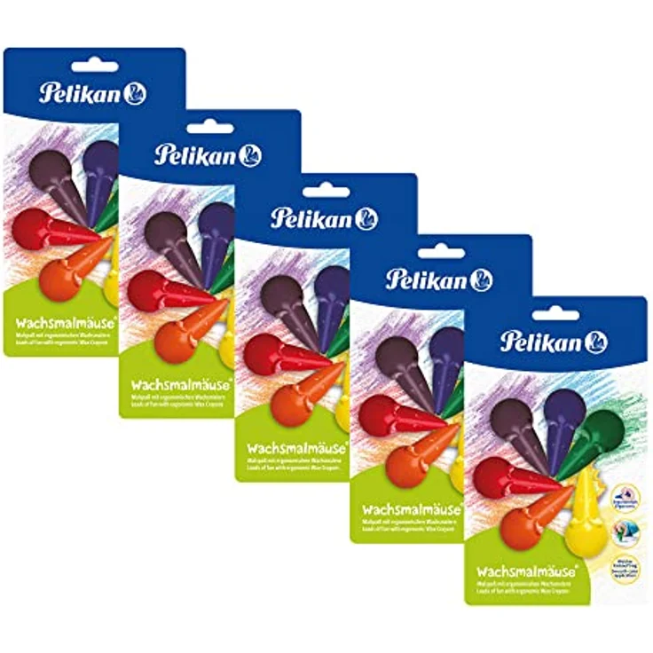 Pelikan 803328 Wachsmalmäuse farbig Sortiert 6er Blister, rot – Bild 4