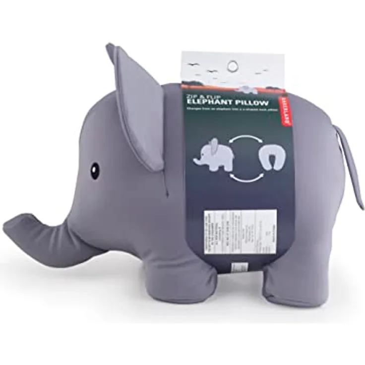 TOP Zip & Flip Elephant, Kinderkissen als Nackenstütze und Plüschtier, 36 x 24 x 21 cm