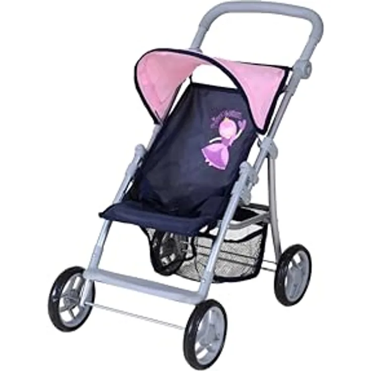 Knorrtoys 16842 Puppenbuggy Liba, höhenverstellbar mit verstellbarem Verdeck, Princess Blue, für Puppen bis 46 cm