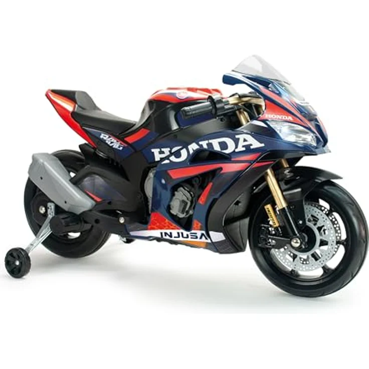 INJUSA Honda-Wettbewerb Elektromotorrad für Kinder, 12 V, batteriebetrieben mit Stützrädern, Licht und Geräuschen, geeignet für 3-6 Jahre – Bild 1