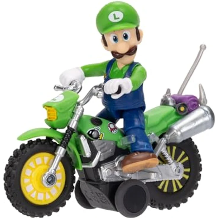 THE SUPER MARIO BROS. MOVIE Super Mario Galaxy – 6 cm Luigi Figur mit Rückziehmotorrad, 9 Gelenkpunkten, ab 3 Jahren – Bild 3