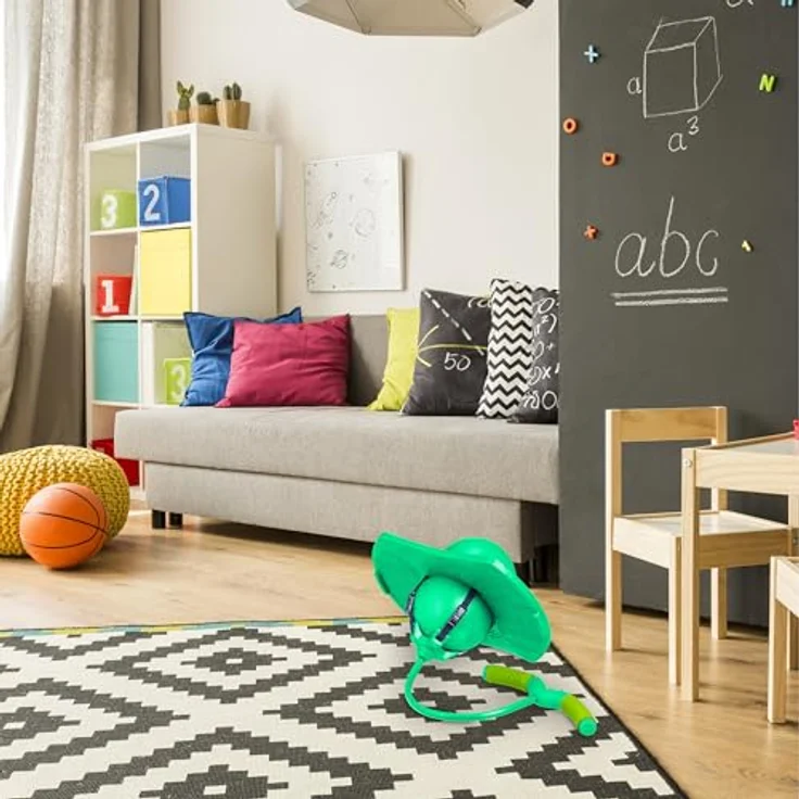 Relaxdays Pogo-Ball, Hüpfgerät für Kinder mit gepolsterter Griffstange und elastischem Gummiband, verschiedene Farben verfügbar – Bild 3
