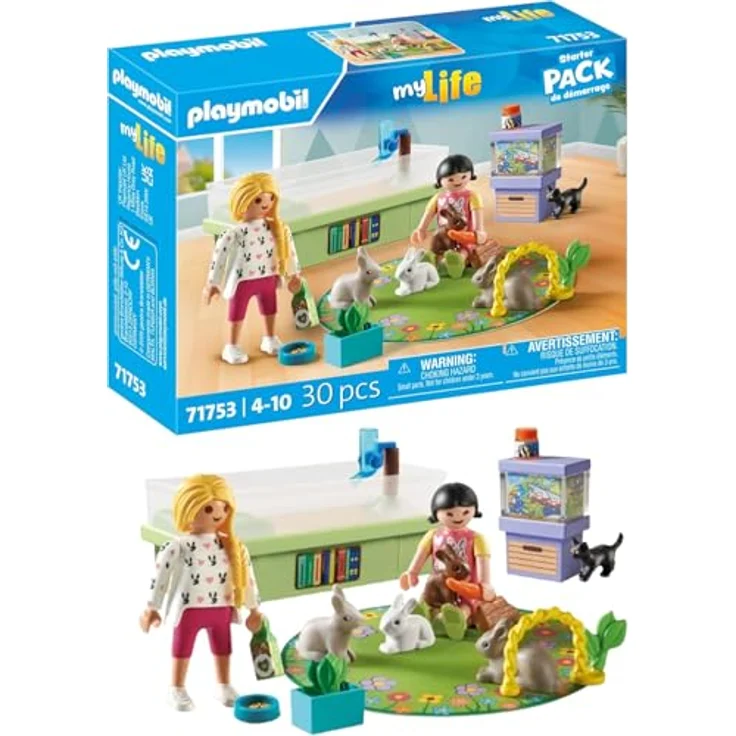 PLAYMOBIL 71753 - Familie mit Hasen - Playmobil my Life, Spielset mit Garten, Tiergehege und Nachbarn – Bild 1
