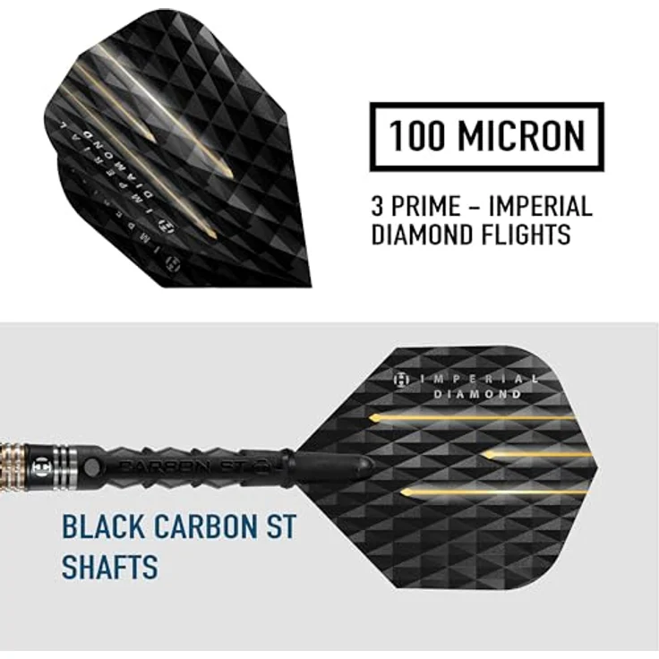 Harrows Imperial Diamond 90% Tungsten Dartpfeile, 24g mit diamantgefrästem Griff und Nickel-Silber-Schäften – Bild 4