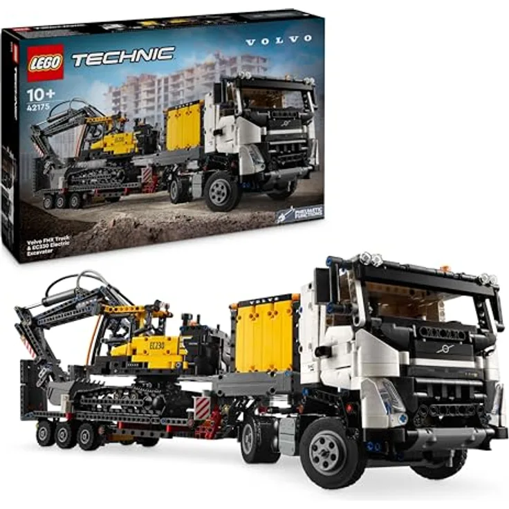 LEGO Technic Volvo FMX LKW mit EC230 Electric Raupenbagger, Baufahrzeuge Spielzeug für Kinder ab 10 Jahren, Bagger-Spielzeugset 42175
