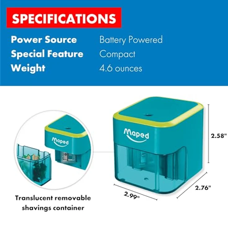 Maped Elektrischer Spitzer, türkis/apfelgrün, präzise und schnelle Spitzleistung – Bild 4