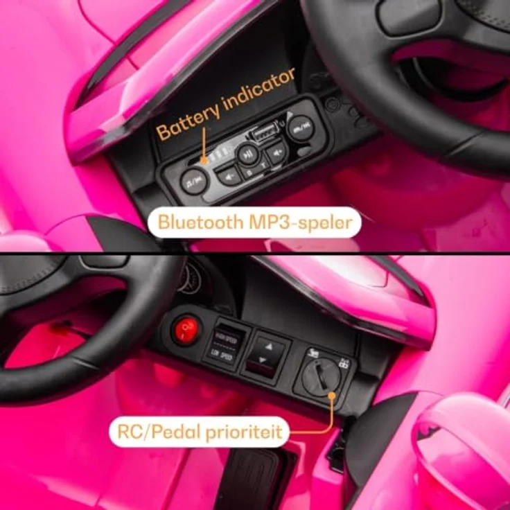 Porsche Carrera GT Elektro-Kinderauto, 12V, Vollausstattung mit Fernbedienung, Ledersitz, Bluetooth & EVA-Reifen, offiziell lizenziert, rosa – Bild 7