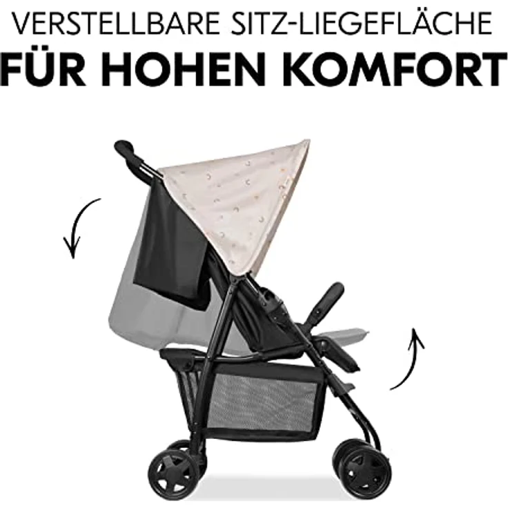 Hauck Disney Buggy Sport, Ultra Leicht (nur 5,9 kg), Klein Zusammenklappbar, mit Liegefunktion, Sonnenverdeck, Großer Korb (Pooh Rainbow Beige) – Bild 4
