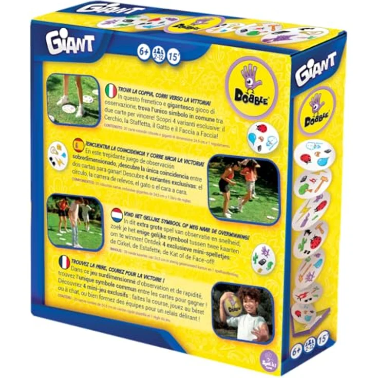 Asmodee Dobble Giant Brettspiel, große Karten Ø 24,5 cm, 4 Mini-Spiele für alle Altersgruppen – Bild 2