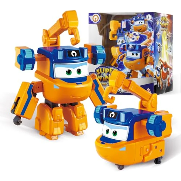 Super Wings Supercharged Marty, 12,7 cm Transformations-Flugzeug und Roboterfigur, orange, für Kinder ab 3 Jahren – Bild 1