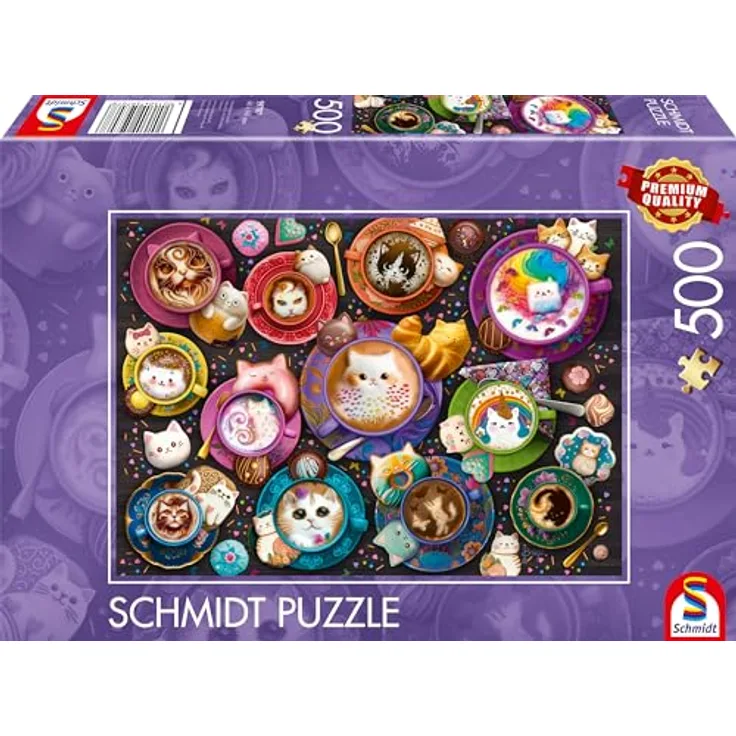 Schmidt Spiele 59707 Kätzchen à la Latte Art, 500 Teile Puzzle, bunt, Large