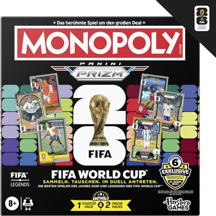 Monopoly Panini Prizm: FIFA World Cup 2026 Brettspiel mit Sammelkarten, für 2-6 Spieler, ab 8 Jahren - Deutsche Version – Bild 1