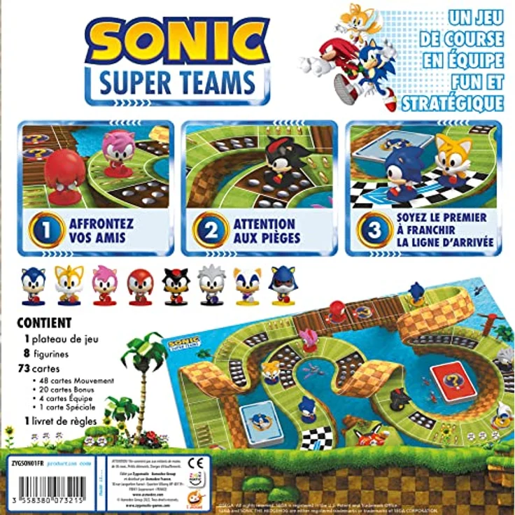 Asmodee Sonic Super Teams, Brettspiel in französischer Sprache für die ganze Familie, kooperatives Rennspiel mit Sonic und Charakteren aus dem Sega-Universum – Bild 3