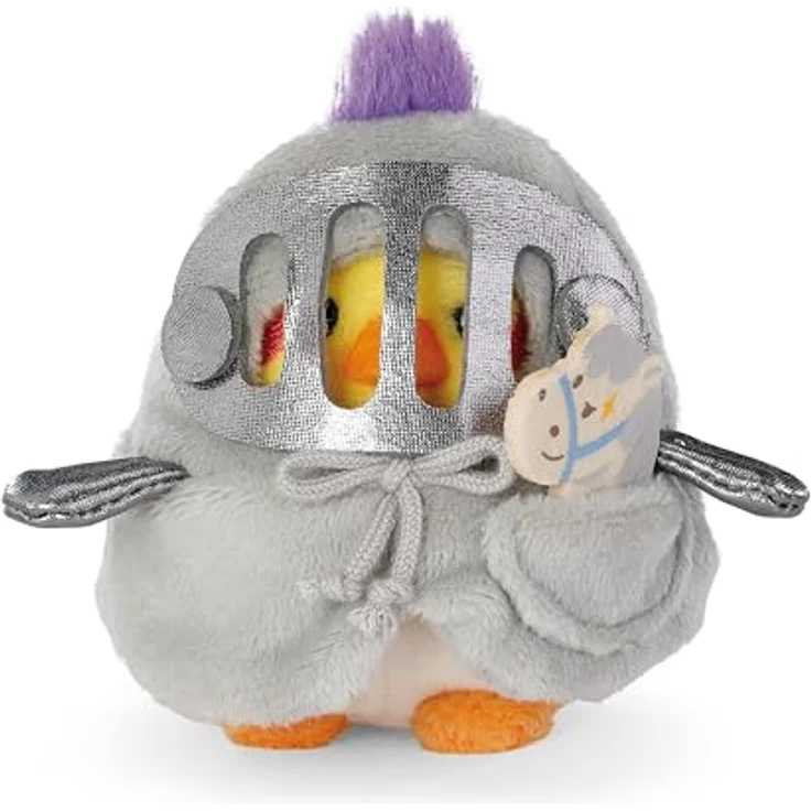Nici mymochi Kuscheltier Set, Sittich Chipsy 8 cm mit grauem Ritterkostüm und Steckenpferd, in Geschenkbox – Bild 1