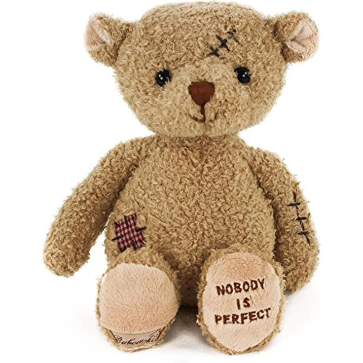 Teddys Rothenburg Kuscheltier Teddybär Nobody is Perfect 25 cm braun mit Flicken Plüschteddybär, Handwaschbar bis 30 Grad