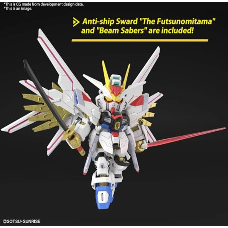 Bandai Hobby - Mobile Suit Gundam Seed Freedom - #21 Mighty Strike Freedom Gundam SDCS Modellbausatz mit goldenen Akzenten, wechselbaren Augen und Anti-Schiffsschwert – Bild 5