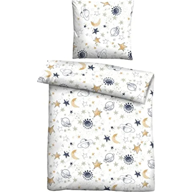 biberna 0004645 Feinbiber-Bettwäsche Weiss 1x 100x135 cm + 1x 40x60 cm – Bild 1
