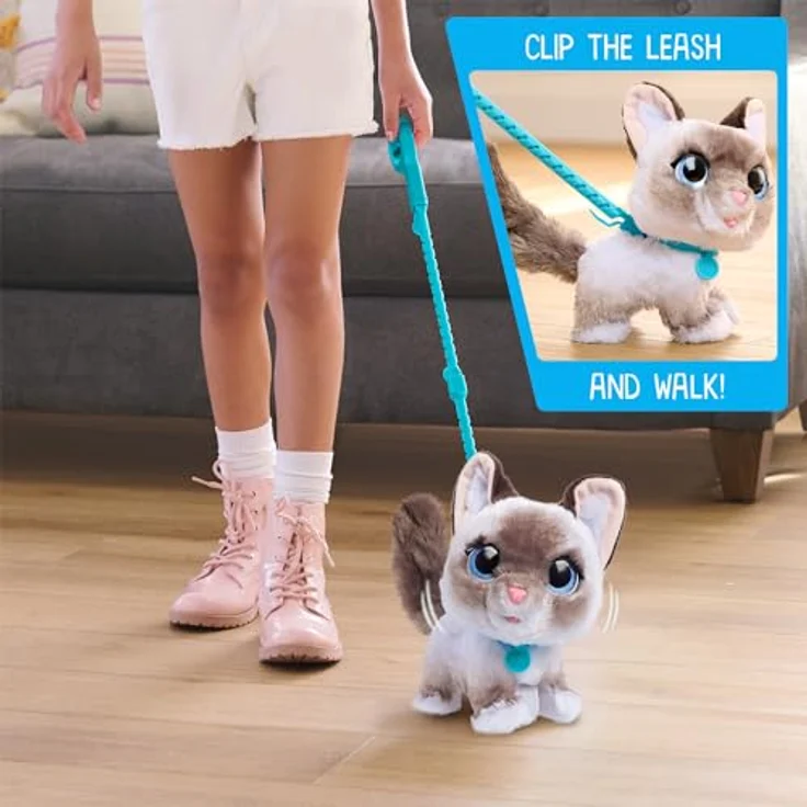 Hasbro Furreal Friends Wag-a-Lots Kitty, Interaktiver Roboter-Kater mit Leine, rosa, 20 cm, für Kinder ab 4 Jahren – Bild 2