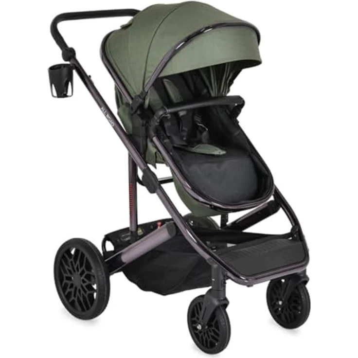 Moni Kombikinderwagen 3 in 1 All Road, umbaubar mit i-Size Autositz, umkehrbare Sitzeinheit, inkl. Adapter, grau – Bild 3